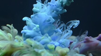 Abstract vibrant ink cloud exploding in slow motion, liquid colors swirling and mixing - Powered by Adobe