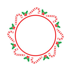 Christmas Candy Cane and Holly Berry Wreath Frame