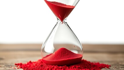 A cracked hourglass with red sand, symbolizing urgent health warnings in midlife.