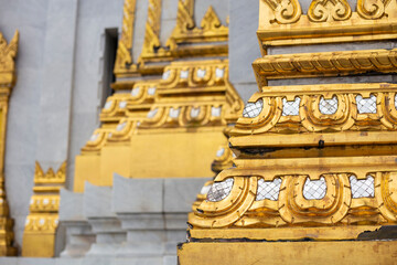Golden details in Wat Trai Mit temple in Bangkok, Golden Buddha, Thailand