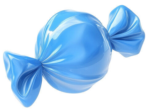 Blue candy 3d rendering icon illustration PNG. cartoon minimal style candy on transparent isolated background.