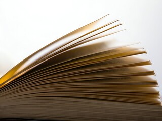 Close-up of an Open Book, Revealing Golden Pages in Soft Focus and Subtle Light