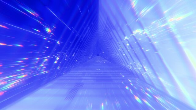 Hyper warp immersive futuristic effect background created by 3D modeling.