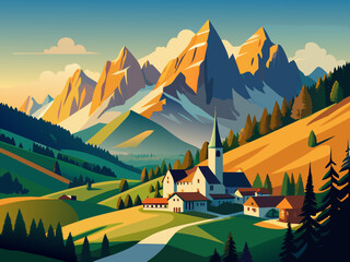 matterhorn Switzerland italy nature landscape vector illustration