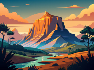 Mount Roraima Venezuela nature landscape illustration