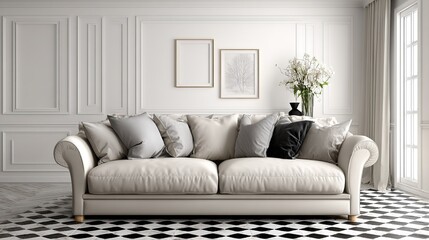 Elegant Living Room with White Sofa