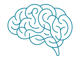 one line monoline abstract brain isolated on white background