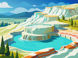 pamukkale turkey hot water nature landscape illustration