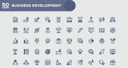 Business Development Essential Flat Icons Collection for Universal Creative Applications