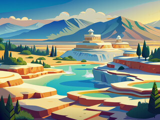 pamukkale turkey hot water nature landscape illustration