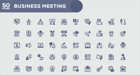 Business Meeting Professional Flat Icons Bundle for Creative Graphic Design Use