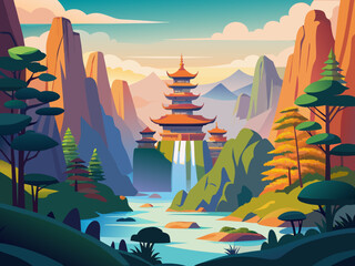 zhangjiajie national park china nature landscape illustration