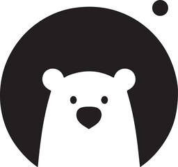 Lovely Cute Black & White Bear iconic logo and symbol Minimalist Vector Graphic for Brands Apps and silhouette Design