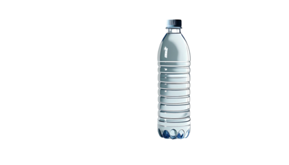 Clear plastic bottle, ribbed design, cap