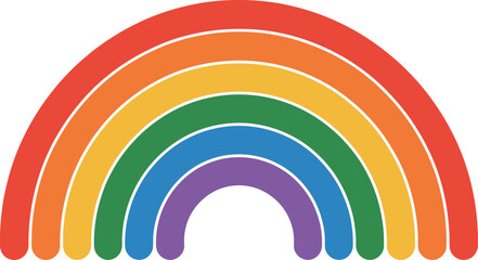 Obraz premium Vibrant rainbow arching across a clean white background, symbolizing hope and diversity.