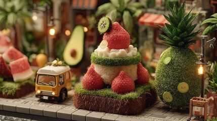 Whimsical Fruit - Themed Miniature Scene