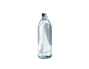 Clear plastic water bottle, light gradient, simple design