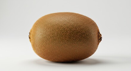 A single ripe kiwi fruit isolated on a white background.