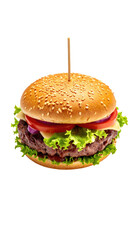 Classic cheeseburger on a wooden skewer