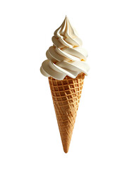 Creamy vanilla soft serve ice cream in a waffle cone (1)