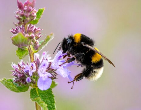 Close-up of bee on purple flower
