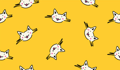 Cute cats pattern background vector design