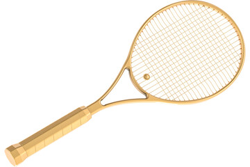 Golden Tennis racket, transparent background