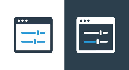 Digital settings icon with two sliders for ui design and web development