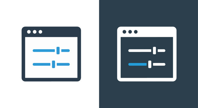 Digital settings icon with two sliders for ui design and web development