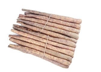 Fresh Yam Sticks Bundle on White Background - Healthy Root Vegetable for Farmhouse Kitchen