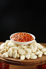 Fresh Garlic Cloves with Homemade Spicy Chili Sauce for Korean Bibimbap Seasoning