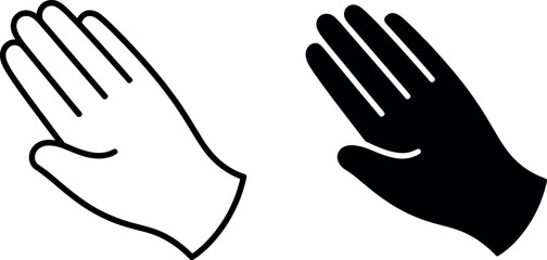 Obraz premium Simple black and white hand icons showing open palm gesture