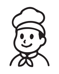 Vector illustration of a fun cartoon chef with a spoon, wearing a hat and uniform, ready to cook a delicious meal in the kitchen
