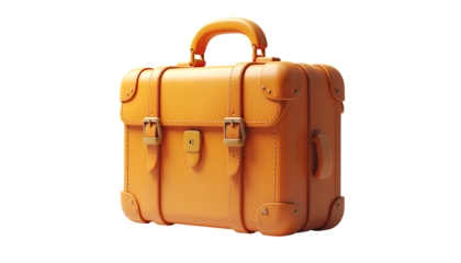 3D rendered orange vintage suitcase