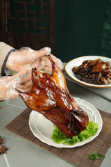 Roasted Goose with Sauce Glaze Chef Presentation Farmhouse Style Cooking