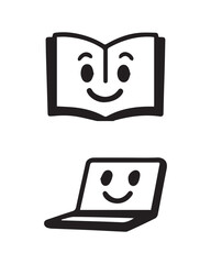 Funny cartoon scientist character illustration with a book