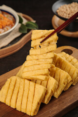 Dried Tofu Skewers with Chopsticks - Traditional Asian Food Photography Studio Shot