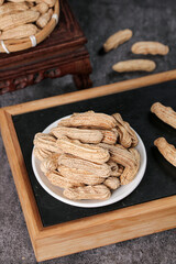 Raw Peanuts in Shell on Black Slate Tray - Selenium-Enriched Yunnan Crops and Cereals