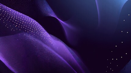 Obraz premium Flowing abstract art with purple hues and dispersed golden specks on a gradient