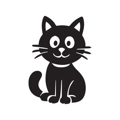 black and white silhouette cat art design
