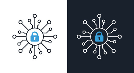 Obraz premium Secure digital network icon with padlock symbol technology concept art
