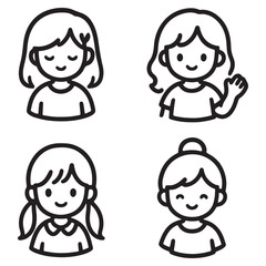 cute girl line art vector art