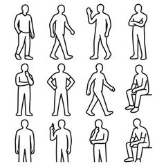 man and woman icons line art vector