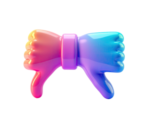 Two thumbs down, gradient colors, 3D emoji
