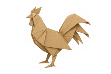 Origami rooster crafting a paper bird art