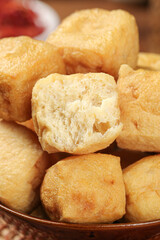 Golden Fried Tofu Cubes - Traditional Asian Cooking Ingredient for Delicious Vegetarian Dishes