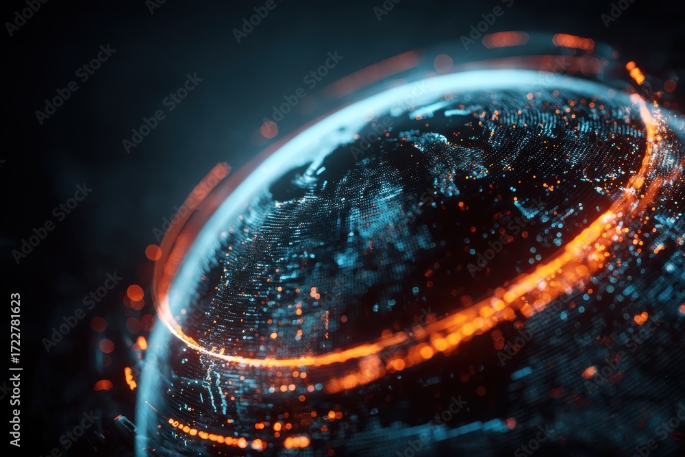 Poster a captivating close-up of a glowing orb with intricate details and dynamic light patterns, reflectin