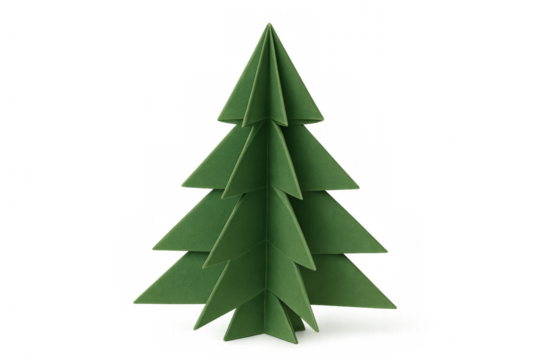 Green origami christmas tree paper craft decoration