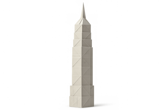 Art deco skyscraper architecture structure model on transparent background