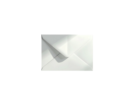 Blank white envelope, closed, top view